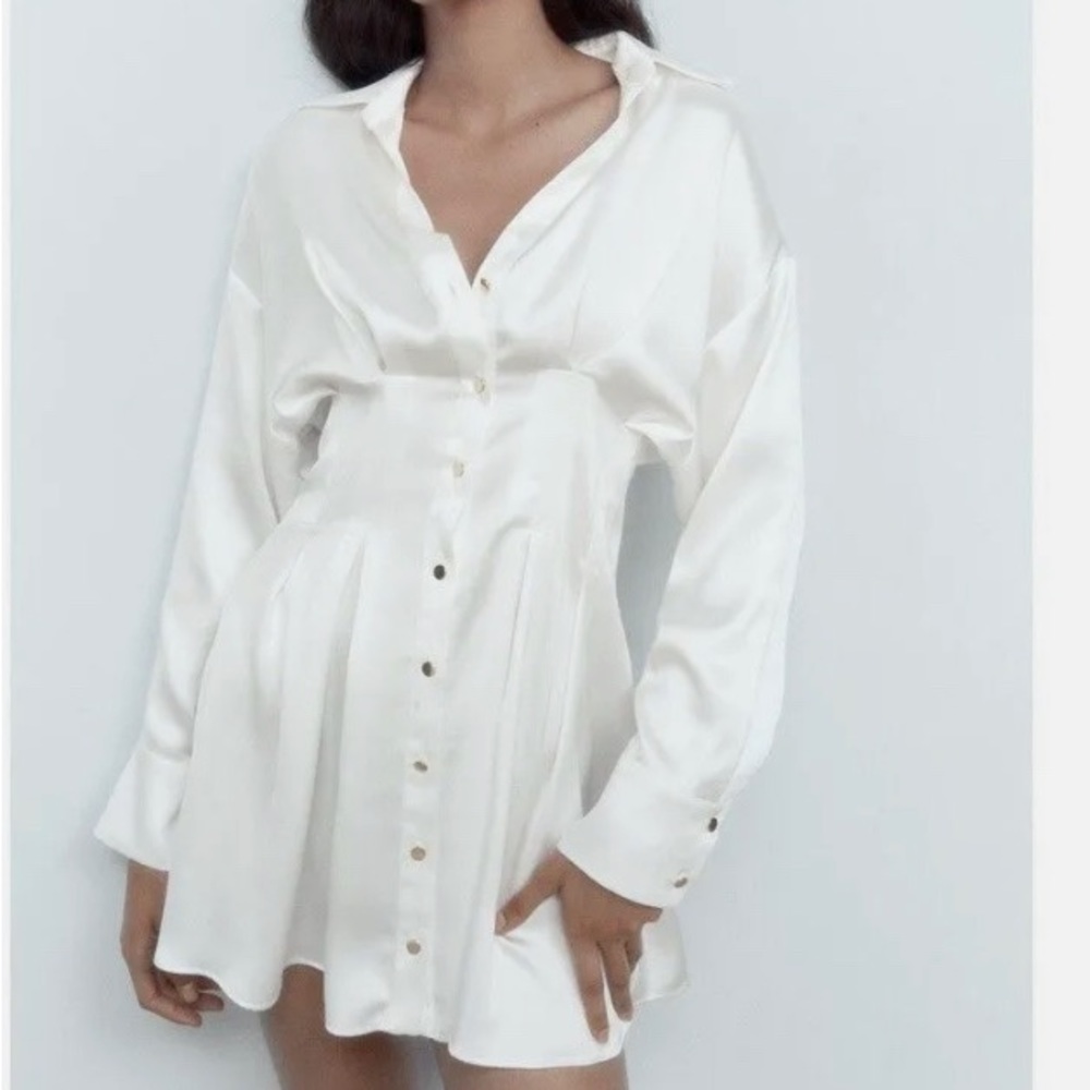 NWT Zara Satin Shirt dress